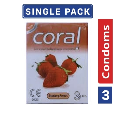 Picture of Coral - Strawberry Extra Performance Condom - Single Pack - 3x1=3pcs