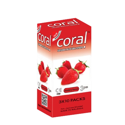 Picture of Coral Strawberry Extra Performance Condom | Full Box 30pcs | Malaysia