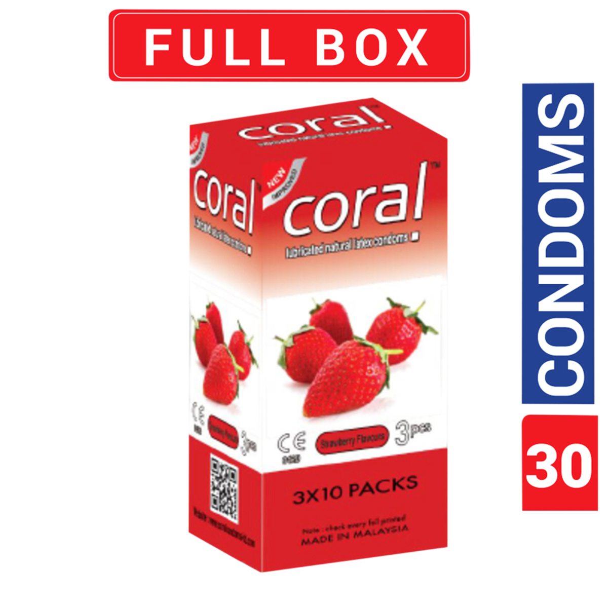Picture of Coral Strawberry Extra Performance Condom | Full Box 30pcs | Malaysia