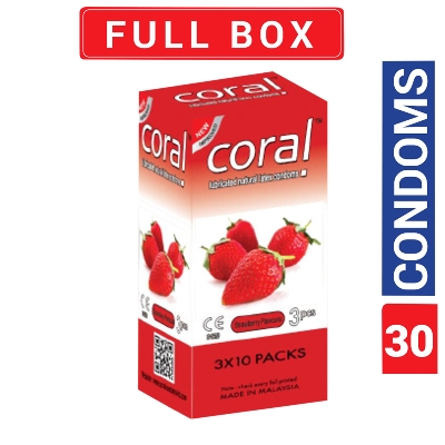 Picture of Coral Strawberry Extra Performance Condom | Full Box 30pcs | Malaysia