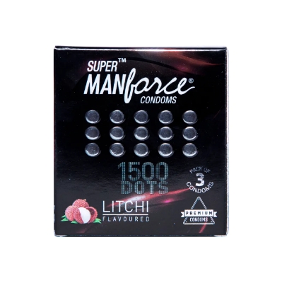 Picture of Manforce 3pcs Pack Chocolate/ 1500 Litchi/ 1740 Litchi/ Coctail Strawberry/ Stamina Orange, Pineapple/ Strawberry/ Black Grapes/ Game/ Premium Flavor Super Condoms Single Pack - Select Variants & Order
