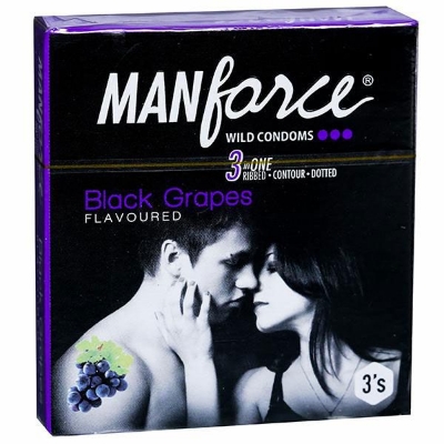 Picture of Manforce 3pcs Pack Chocolate/ 1500 Litchi/ 1740 Litchi/ Coctail Strawberry/ Stamina Orange, Pineapple/ Strawberry/ Black Grapes/ Game/ Premium Flavor Super Condoms Single Pack - Select Variants & Order