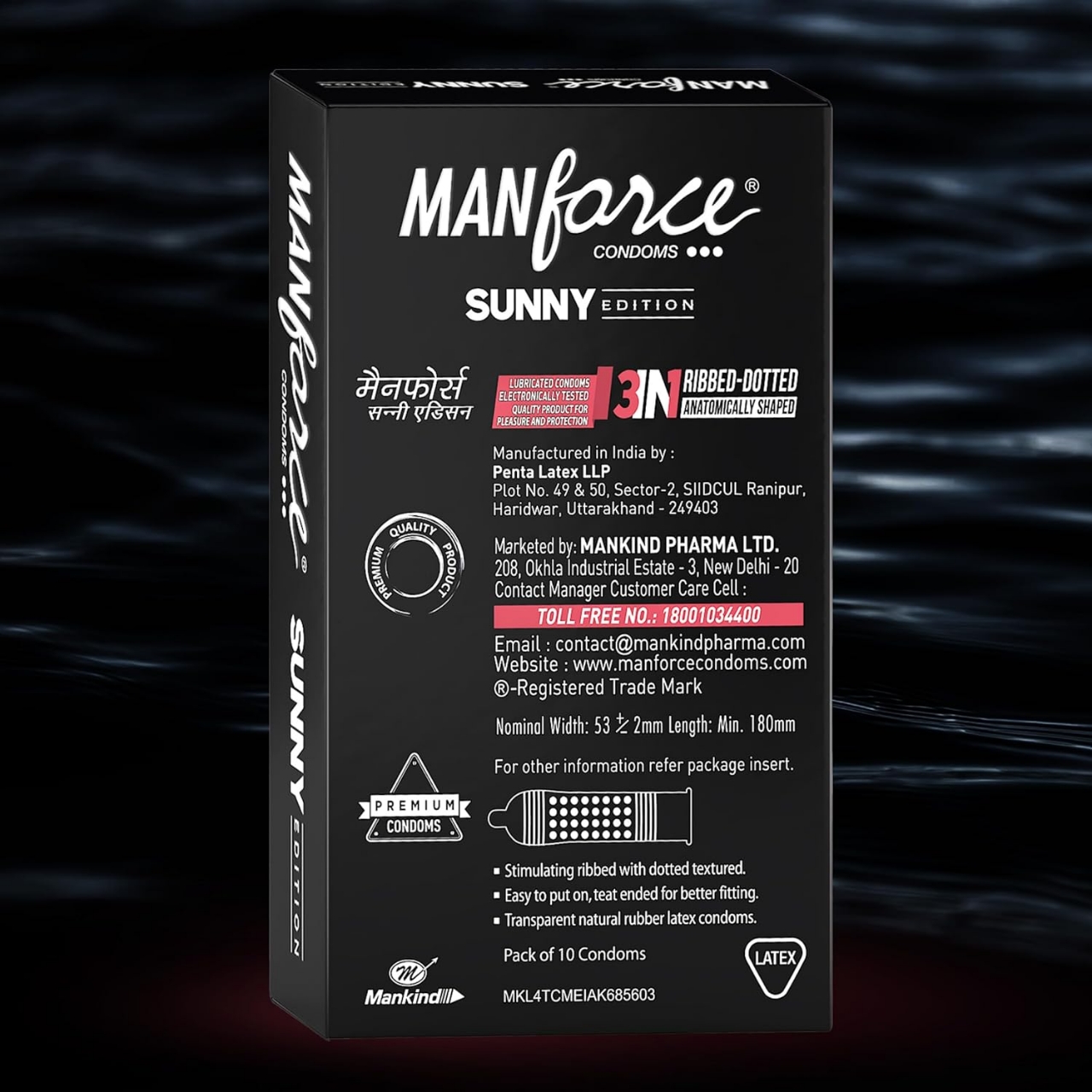 Picture of Manforce - Ribbed & Dotted Sunny Edition Condoms / Cocktail Hazelnut & Strawberry - Single Pack - 10pcs