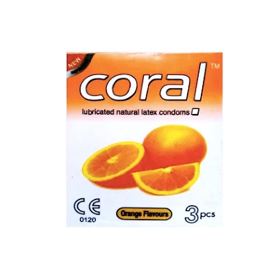 Picture of Coral-orange natural latex condom For Men-single pack-3x1 - 3 pieces