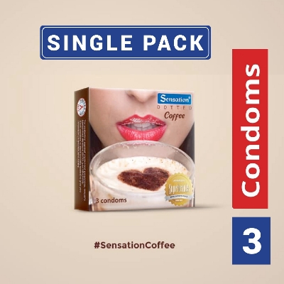 Picture of Sensation Dotted Coffee Flavor Condom | Single Pack 3pcs Condom