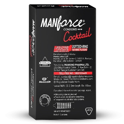 Picture of Manforce - Ribbed & Dotted Sunny Edition Condoms / Cocktail Hazelnut & Strawberry - Single Pack - 10pcs