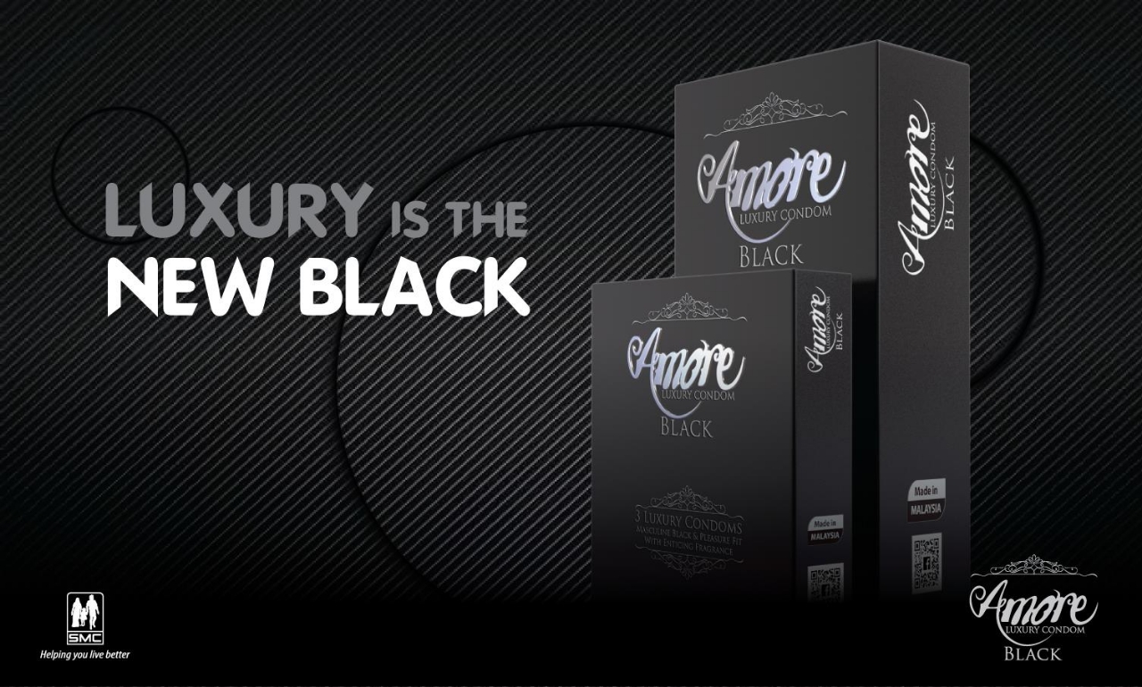 Picture of Amore Black Luxury Condom | 3’s X 6 18 pieces | 1 Full Box