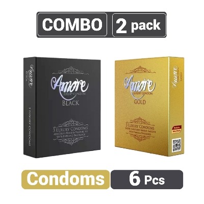 Picture of Amore Luxury Gold and Black Condom (3’s X 2) 6 pieces (2's Combo Pack)