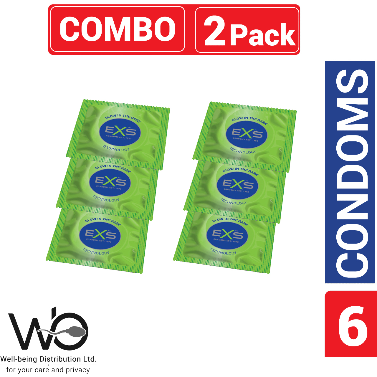Picture of EXS - Glow In The Dark Condom for Men | Combo Pack - 3x2=6pcs | UK