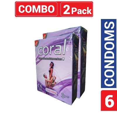 Picture of Coral - Long Lasting Lubricated Natural Latex Condom - Combo Pack - 2 Packs