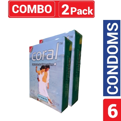 Picture of Coral - Ultra Thin Extra Time Lubricated Natural Latex Condom - Combo 2 Packs
