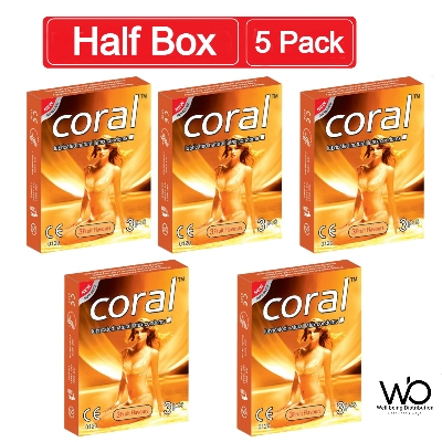 Picture of Coral 3 Fruits Flavors Girl Lubricated Natural Latex Condom Half Box - 15pcs 5x3