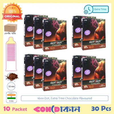 Buy HotShot 1600 Dots Extra Time Chocolate Flavoured Condom 10 Pack (30 Pcs)  at Best Price in Bangladesh