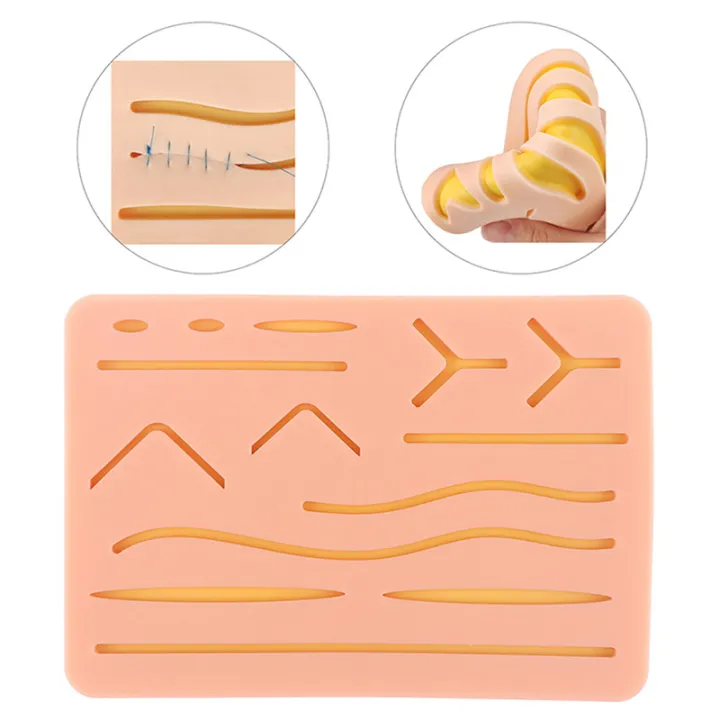 Picture of Reusable Surgical Medical Practice Traumatic Simulation Wounds Training Teaching Model Suture Kit Pad Silicone Fake Skin Suture