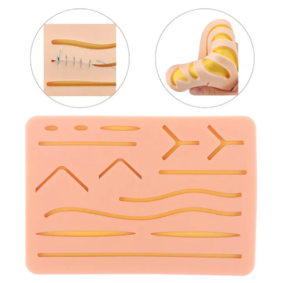 Picture of Reusable Surgical Medical Practice Traumatic Simulation Wounds Training Teaching Model Suture Kit Pad Silicone Fake Skin Suture