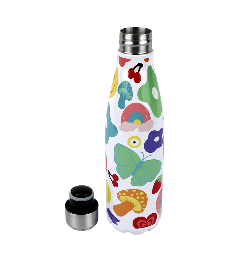 Picture of Hot & Cold Stylish SS Cola Water Bottle 450 ML | Leak-Proof with Eye-Catching Spiral Print | Wide Mouth for Effortless Filling | Double-Walled Insulated Inner Steel and Sturdy Outer | Ideal for Daily Hydration at School, Office, Gym | Modern and Eco-Friendly | Spiral Design