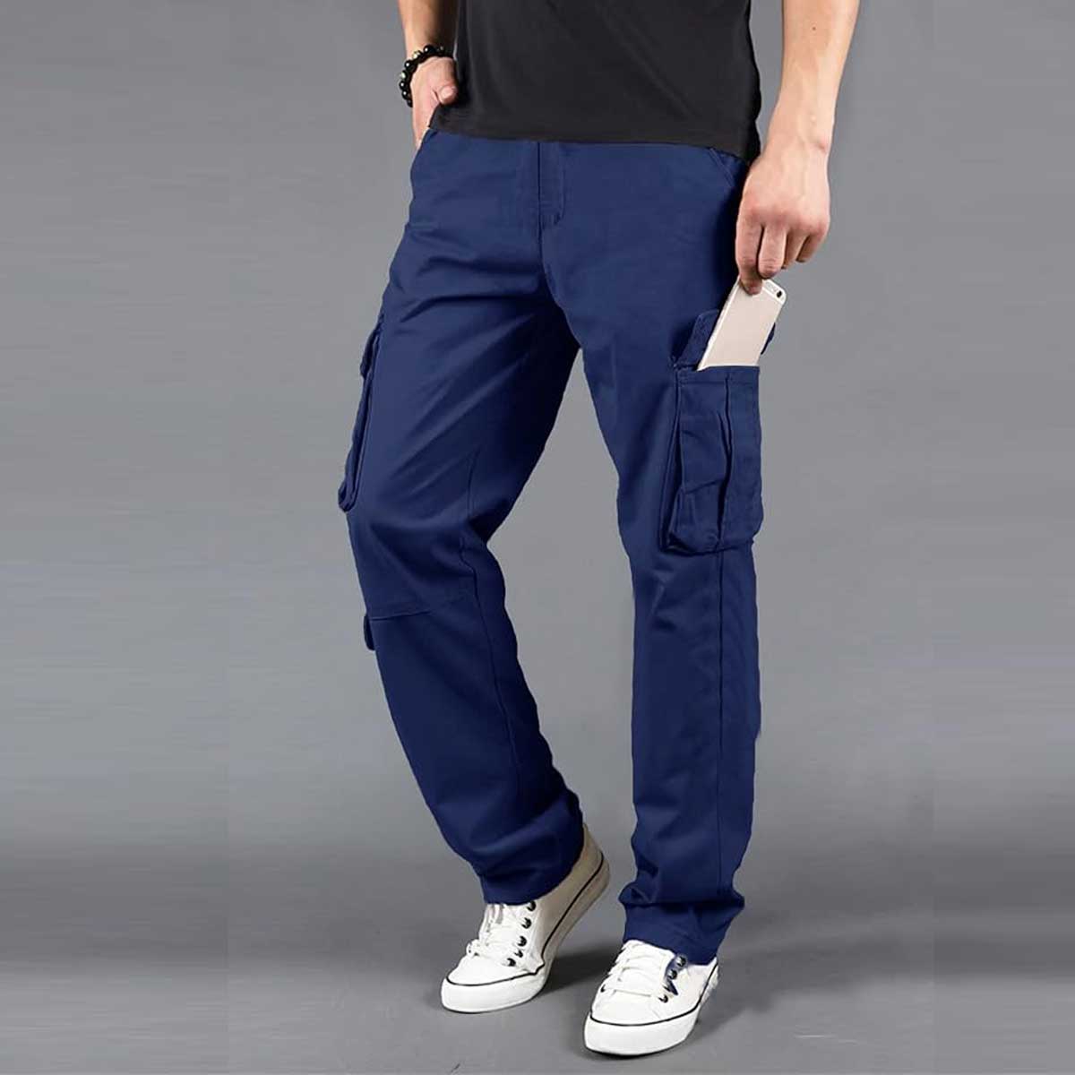 Picture of Export Quality Six Pockets Cargo Pant For Men Stylish Navy Blue 