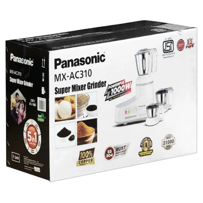 Buy Panasonic 1000W 3 Jars Mixer Grinder (MX-AC310) White Online at Best Price