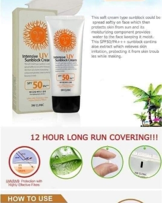 Picture of 3W Clinic Intensive UV Sunblock Cream SPF50+ PA+++ 70ml
