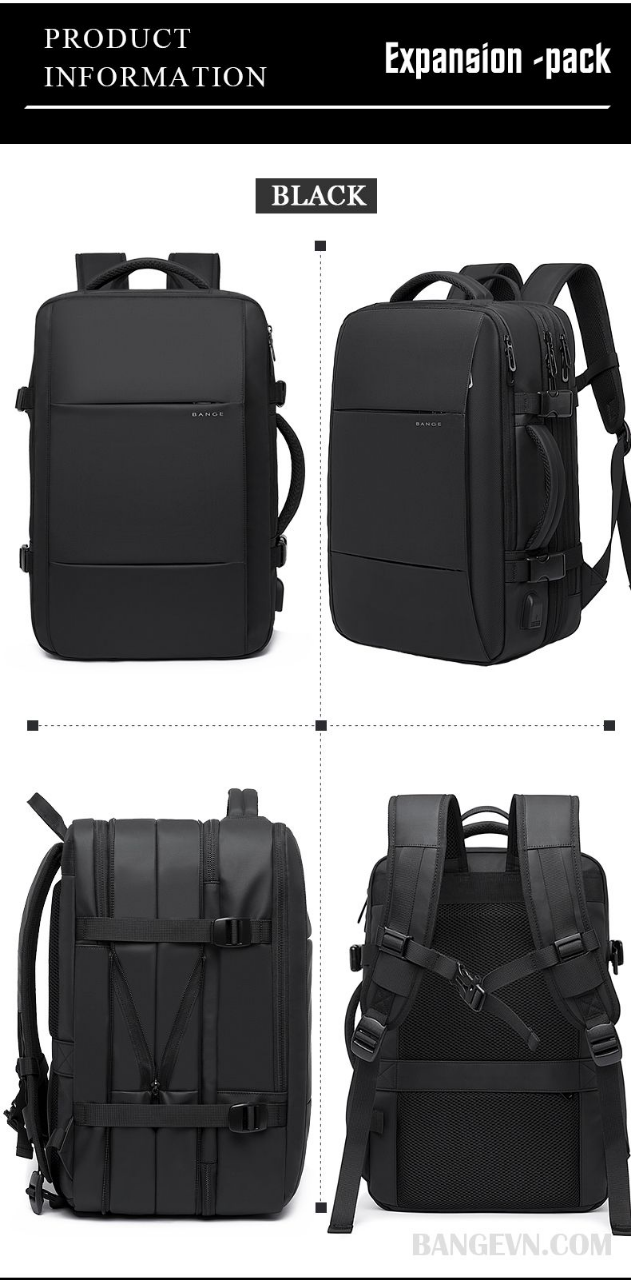 Buy BANGE BG1908D Large Capacity Expandable Multi-Purpose Business & Travel Backpack Waterproof Laptop Backpack for 17.3inch(Black) at Best Price In Bangladesh