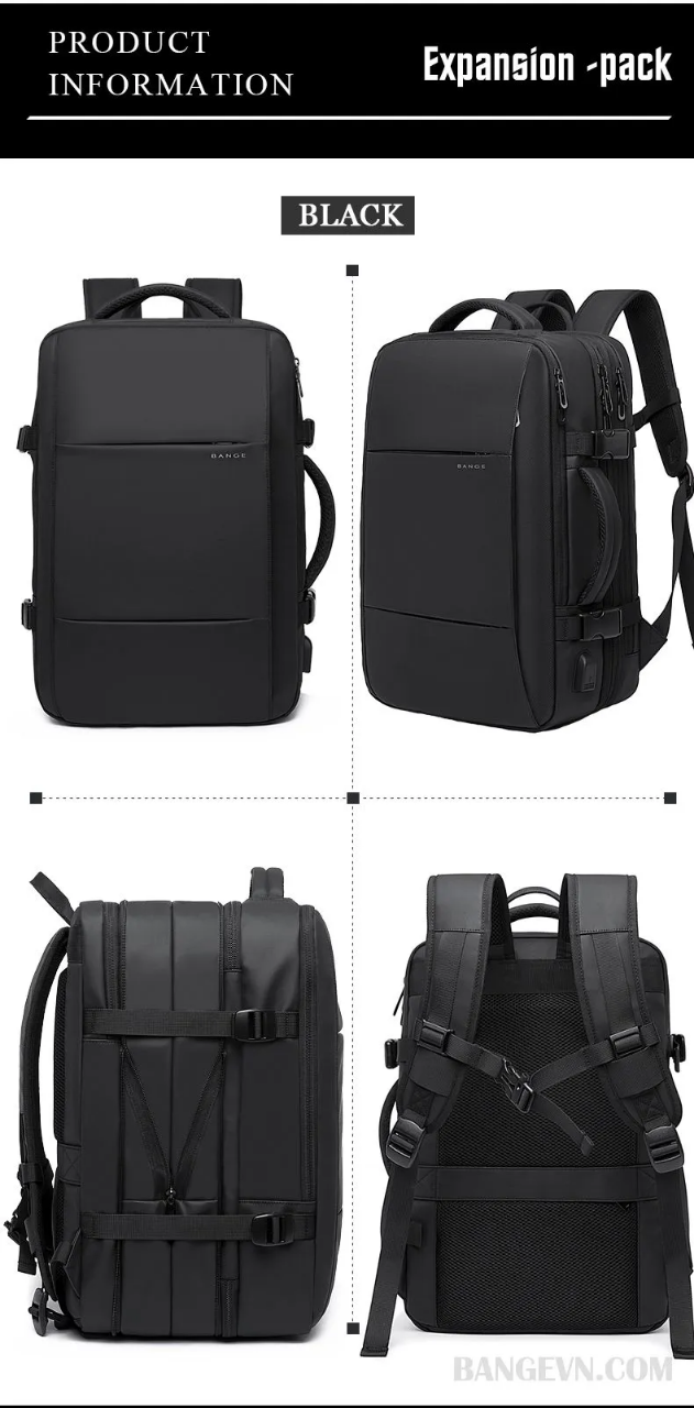 Buy BANGE BG1908D Large Capacity Expandable Multi-Purpose Business & Travel Backpack Waterproof Laptop Backpack for 17.3inch(Black) at Best Price In Bangladesh