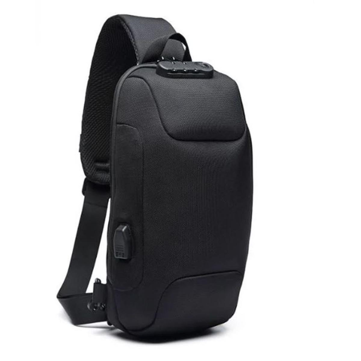 Buy OZUKO 9223 Anti-theft Men Chest Bag Waterproof Crossbody Bag with External USB Charging Port Standard Size (Black) at Best Price In Bangladesh