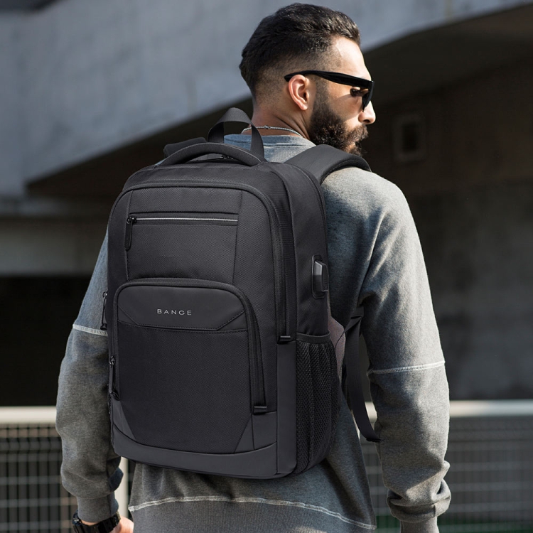 Buy Bange BG-1922 16 inch Men Oxford Fabric Waterproof Backpack with USB Port (Black) at Best Price In Bangladesh