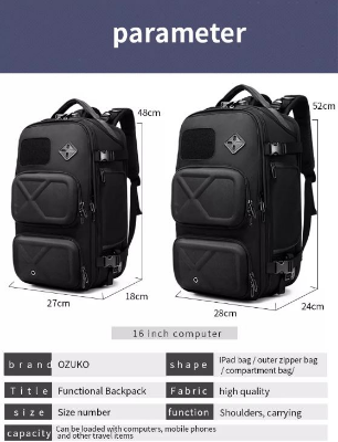 Buy Ozuko 9309L Designer Luxury Travel Bags Luggage Mochilas Tacticas Antirrobo Usb Hiking Backpack Bag at Best Price In Bangladesh