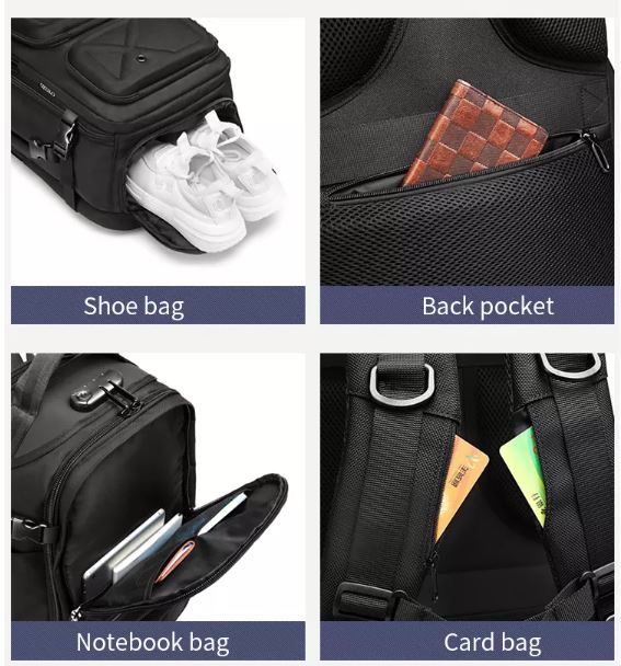 Buy Ozuko 9309L Designer Luxury Travel Bags Luggage Mochilas Tacticas Antirrobo Usb Hiking Backpack Bag at Best Price In Bangladesh