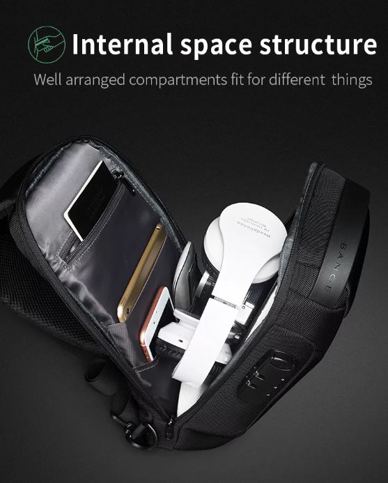 Buy BANGE BG-22085 CHEST BAG WITH USB 3.0 CHARGING PORT - ANTI-THEFT LOCK WATERPROOF CROSSBODY SHOULDERBAG TRAVEL PACK at Best Price In Bangladesh
