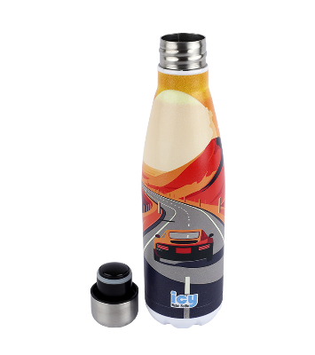 Picture of ICY Water Bottle 450 ML Stainless Steel| Keep Cold and Hot for 12 Hours| BPA Free| Leak Proof| Sunset Driveway| Double-Walled Insulated Inner Steel and Sturdy Outer