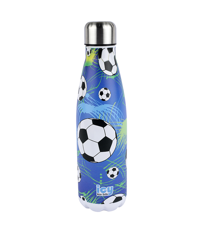 Picture of ICY Water Bottle 450 ML Stainless Steel| Keep Cold and Hot for 12 Hours| BPA Free| Leak Proof| Soccer Splash| Double-Walled Insulated Inner Steel and Sturdy Outer