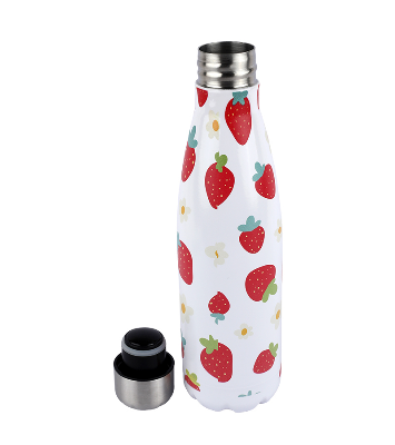 Picture of ICY Water Bottle 450 ML Stainless Steel| Keep Cold and Hot for 12 Hours| BPA Free| Leak Proof| Fruity Strawberry| Double-Walled Insulated Inner Steel and Sturdy Outer