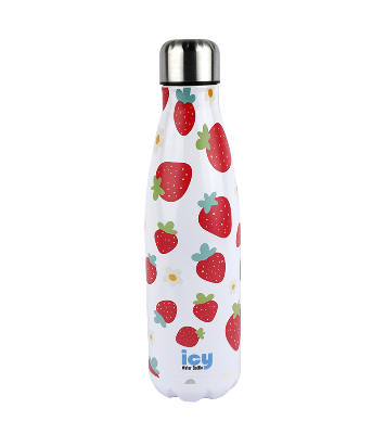 Picture of ICY Water Bottle 450 ML Stainless Steel| Keep Cold and Hot for 12 Hours| BPA Free| Leak Proof| Fruity Strawberry| Double-Walled Insulated Inner Steel and Sturdy Outer