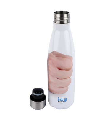 Picture of ICY Water Bottle 450 ML Stainless Steel| Keep Cold and Hot for 12 Hours| BPA Free| Leak Proof| Punch Fist Funky| Double-Walled Insulated Inner Steel and Sturdy Outer