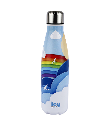 Picture of ICY Water Bottle 450 ML Stainless Steel| Keep Cold and Hot for 12 Hours| BPA Free| Leak Proof| Rainbow Sky| Double-Walled Insulated Inner Steel and Sturdy Outer