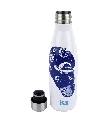 Picture of ICY Water Bottle 450 ML Stainless Steel| Keep Cold and Hot for 12 Hours| BPA Free| Leak Proof| Cosmic Galaxy| Double-Walled Insulated Inner Steel and Sturdy Outer