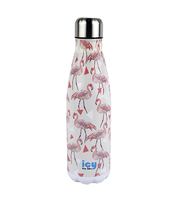 Picture of ICY Water Bottle 450 ML Stainless Steel| Keep Cold and Hot for 12 Hours| BPA Free| Leak Proof| Flamingo Pink| Double-Walled Insulated Inner Steel and Sturdy Outer