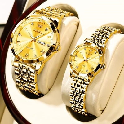 Picture of Olevs Stainless Steel fashionable Couple watches