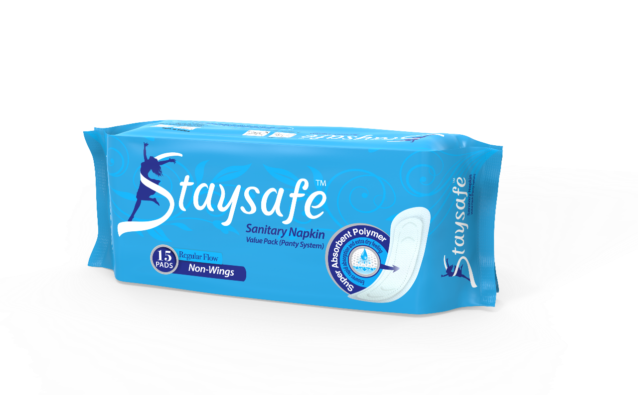 Picture of Staysafe Value Pack Non-Wings Sanitary Napkin 15 Pads for Regular Flow
