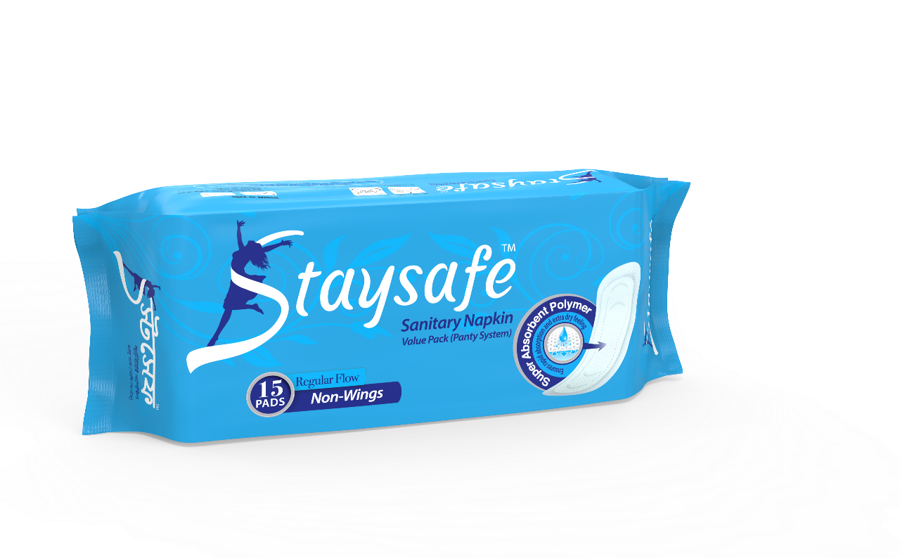 Picture of Staysafe Value Pack Non-Wings Sanitary Napkin 15 Pads for Regular Flow