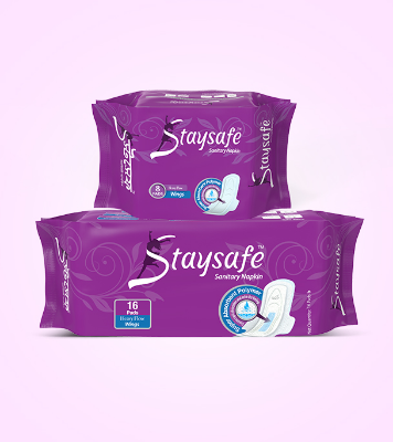 Picture of Staysafe Sanitary Napkin- 16 Pads (Heavy Flow Wings)+ 8 Pads Free