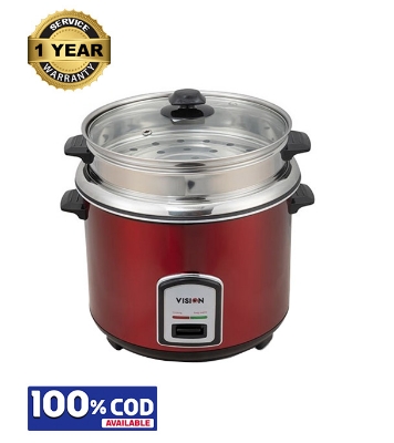 Picture of VISION 3.0 Liter Rice Cooker REL-50-05 Stainless Steel Single Pot Regular Red 