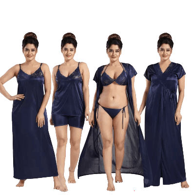 Picture of 6 part Indian Short pants Nighty Deep Blue