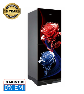 Buy VISION Glass Door Refrigerator RE-160 Liter Crystal Lotus Flower Bottom Mount at Best Price in Bangladesh