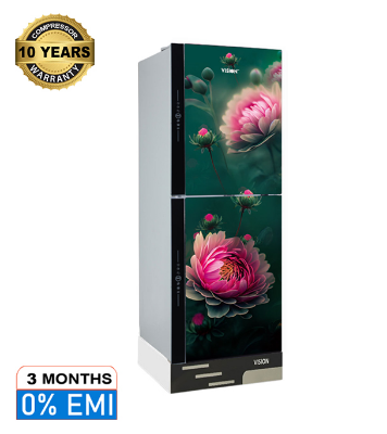Buy VISION Glass Door Refrigerator RE-185 Liter Pink Daisy Flower Bottom Mount at Best Price in Bangladesh
