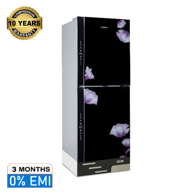 Buy VISION Glass Door Refrigerator RE-280 Liter Mirror Purple Flower Top Mount at Best Price in Bangladesh