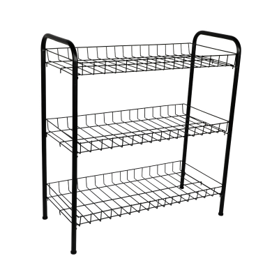 Picture of Metal Shoe Rack 3 Step -BlackStylish Storage Organizer Stand for Door Entrances, Dormitories, DIY Home Projects, Living Room