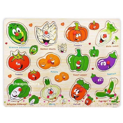 Picture of Aliyas School Learning & Educational Toys for Kids Toddler Baby Boys Girls, Chunky Puzzle Wooden alphabet Puzzle Board - 12*9 inchi