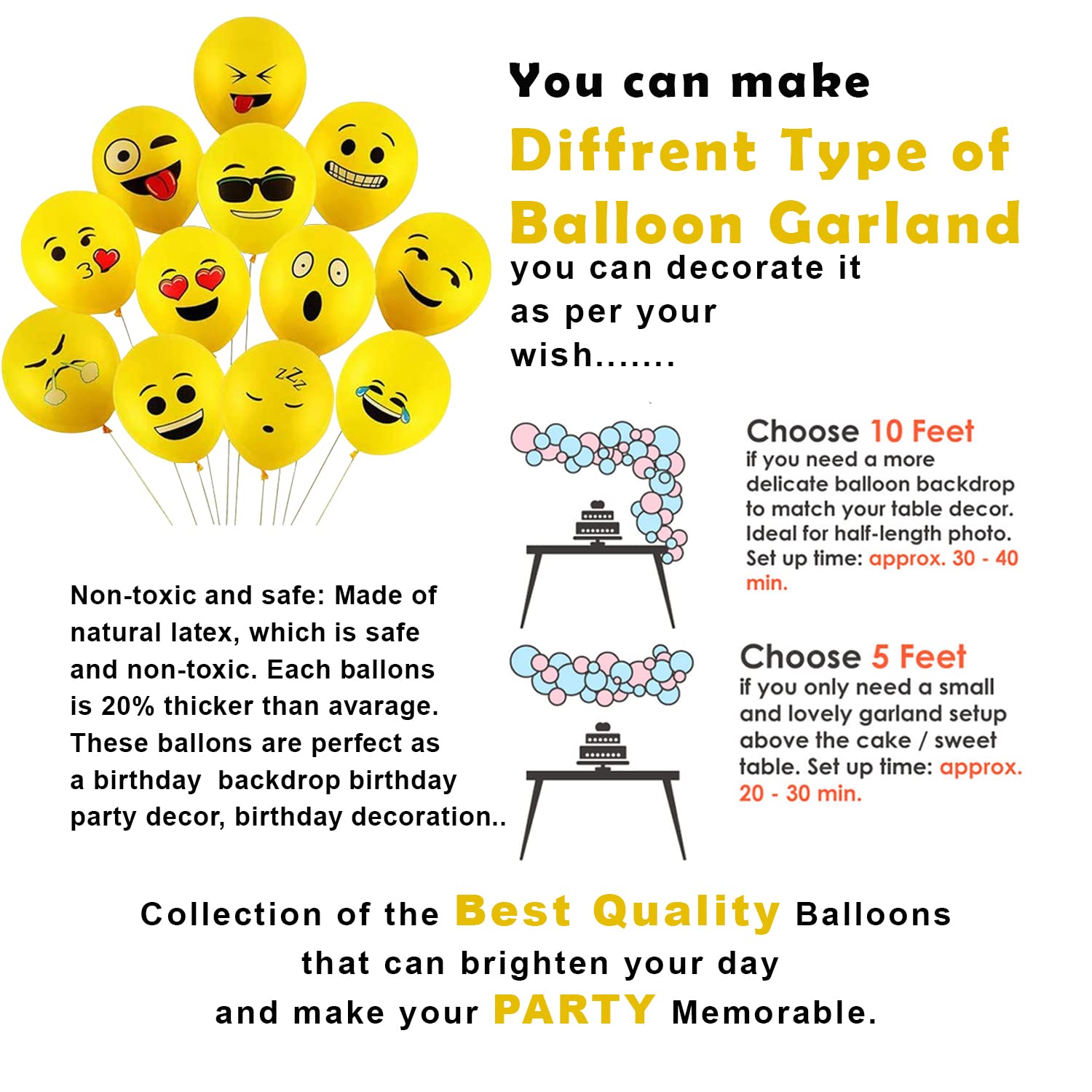 Emoji Birthday Celebration:  Includes Birthday Banner, Emoji Balloons, and Black Foil Curtain - Tailored for Kids, Boys, Girls, and Men's Birthday Parties- (Pack of 33 Pcs)